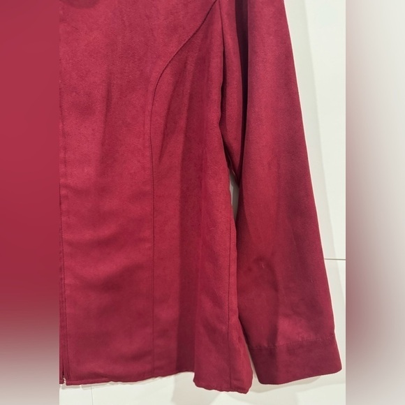 croft & barrow Women’s Blouse Long Sleeve Zip Up Shirt Blouse Burgundy Size M - Picture 6 of 11